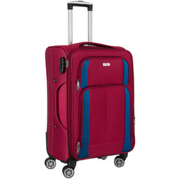 Duża walizka z wytrzymałej tkaniny poliestrowej w czerwono-niebieskim