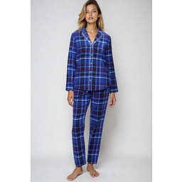 Triumph Boyfriend Fit organiczna niebieska flanelowa piżama damska