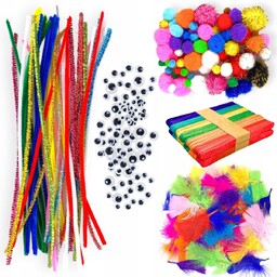 Zestaw Kreatywny Pompony Druciki Szenilowe Ruchome Oczy Oczka