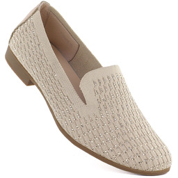 Półbuty damskie lordsy z cyrkoniami beżowe Bugatti TT2N4205