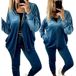 Dres Damski Welurowy 54 56 7xl Rozpinany morski