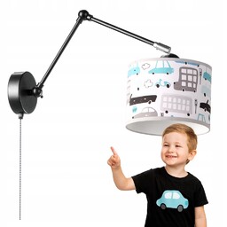Lampa Kinkiet Ścienny Regulowany Abażur Autka Samochody