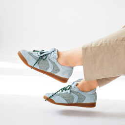 Sneakersy skórzane damskie - TYMOTEO G1083 NIEBIESKIE