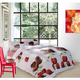 Faro Pościel satynowa 160x200 czekolada wiśnie owoce Chocolate
