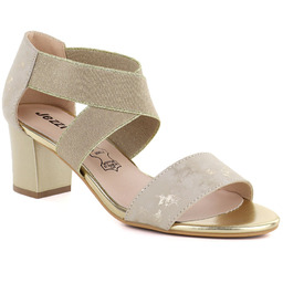 Sandały damskie z paskami na słupku złote Jezzi