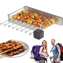 Grill Elektryczny Ogrodowy Obrotowy Automat 360° Usb Szaszłyki