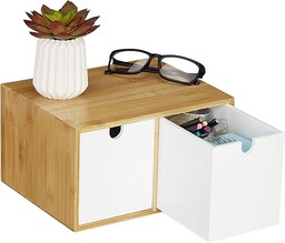 Relaxdays Organizer na biurko, 2 szuflady, bambus