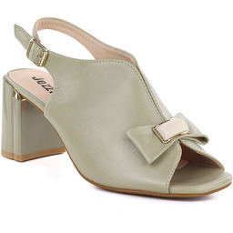 Sandały damskie na słupku z kokardką oliwkowe Jezzi