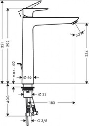HANSGROHE 71716140 Talis E Jednouchwytowa bateria umywalkowa 240