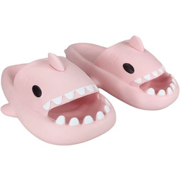Klapki Damskie Piankowe Bardzo Lekkie Rekin Różowe Basenowe