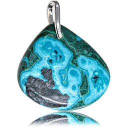 Chryzokola Malachit Zachwycający Wisiorek Srebro 925 Unikat