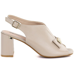 Sandały damskie na słupku z kokardką beżowe Jezzi