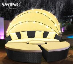 Wyspa ogrodowa 210 cm czarna LED