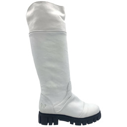 Buty damskie skórzane białe kozaki Felmini wiosenne
