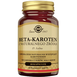 SOLGAR Naturalny Beta Karoten 7 mg, 60 kapsułek