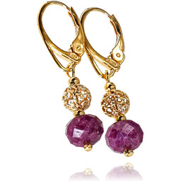 Naturalny Rubin Wyjątkowe Kolczyki Złote Srebro