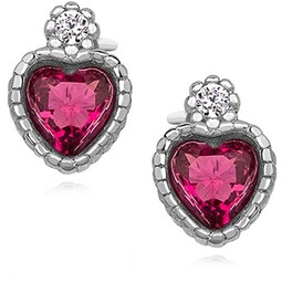 Delikatne rodowane srebrne kolczyki serca serduszka z cyrkoniami