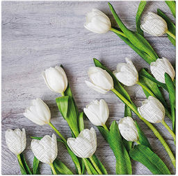 Serwetki Białe tulipany - 33 cm - 20