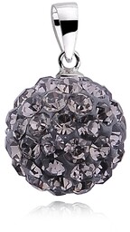 Wisiorek kulka kryształki czarny diament Swarovski 12mm shamballa
