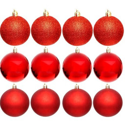 CHRISTMAS DECORATION Bombka 6 cm Czerwony (12 sztuk)
