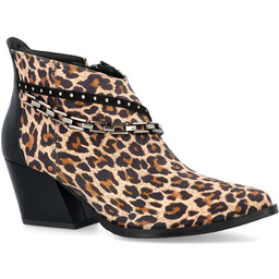 Krótkie kowbojki ze skóry - TYMOTEO G1069 PANTERKA