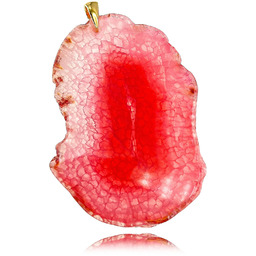 Naturalny Agat Fuksja Wyjątkowy Wisiorek Złote Srebro Unikat