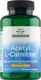 Swanson Acetyl L-Carnitine, L-karnityna, 100 kapsułek