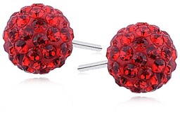 Kolczyki kulki czerwone kryształki Swarovski 8mm shamballa discoball