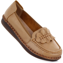 Skórzane półbuty damskie mokasyny camel Artiker 58C1504