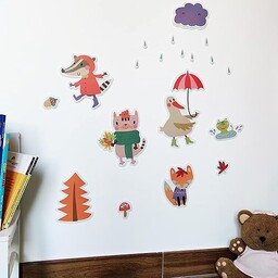 Naklejki ścienne dla dzieci zwierzęta jesienne gumowe naklejki
