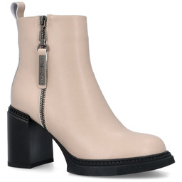 Skórzane botki na platformie - FILIPPO DBT6641/24 BEŻOWE