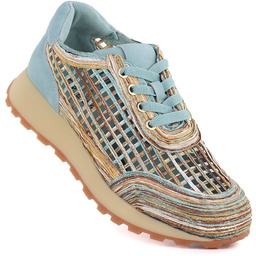 Półbuty damskie ażurowe błękitno beżowe Artiker 58C1289