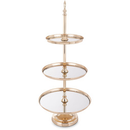 Patera taca metalowa lustro złota 3 poziomy 70x31x31