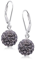 Eleganckie wiszące kolczyki kuleczki czarny diament Swarovski 10mm