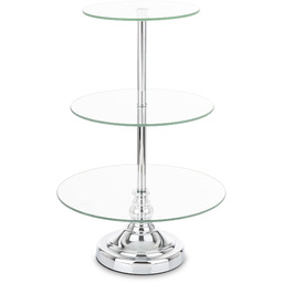 Patera taca metalowa lustro srebrna 3 poziomy 49x29,5x29,5