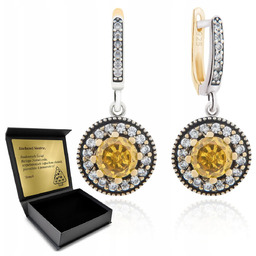 Kolczyki Srebrne 925 Z Cyrkoniami I Cytrynem