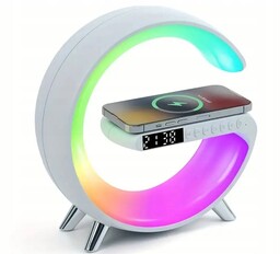 Lampka Led Rgb Zegarek Indukcja Głośnik Qi 15W
