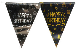 Baner flagi Happy Birthday czarny - 400 cm