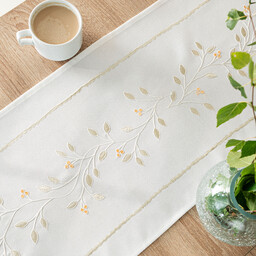 Markizeta ZIELONA MELODIA Bieżnik z haftem, szerokość 38cm