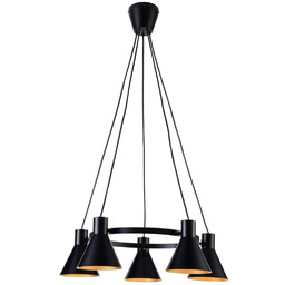 Lampa wisząca MORE 5xE27 czarny mat - złoty