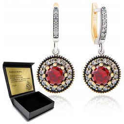 Kolczyki Srebrne 925 Z Cyrkoniami I Granatem