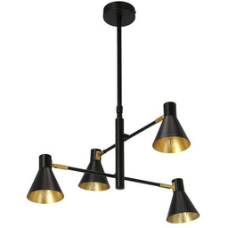 Lampa sufitowa wisząca LESS regulowana czarno-złota 4xE27