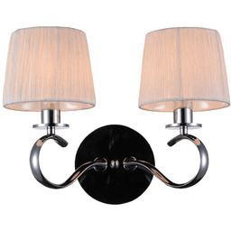 Kinkiet CLARA chromowy podwójny abażur z tkaniny