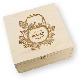 Zestaw herbat kwitnących 18 szt w jasnej drewnianej