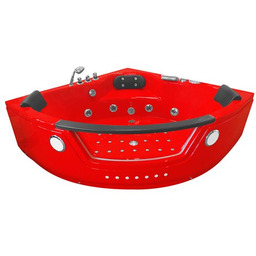 Czerwona wanna z hydromasażem narożna Turbo 152x152 cm