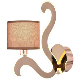 Kinkiet AMBROSIA miedź abażur z tkaniny świecące ramię