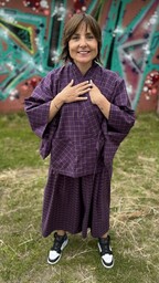 Pakamera Komplet w kratę. Kimono + kuloty
