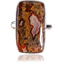 Naturalny Agat Wyjątkowy Pierścionek Srebro Unikat