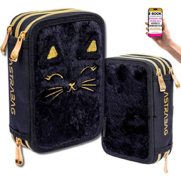 ELEGANCKI PIÓRNIK SZKOLNY ASTRABAG WYPOSAŻENIE 3 KOMOROWY ZŁOTY