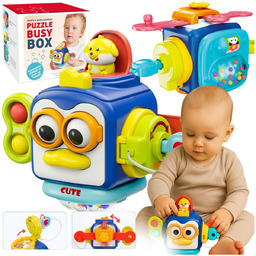 KOSTKA EDUKACYJNA PINGWIN SENSORYCZNA INTERAKTYWNA BOX DLA DZIECKA